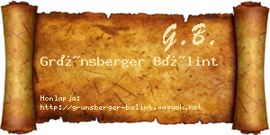 Grünsberger Bálint névjegykártya